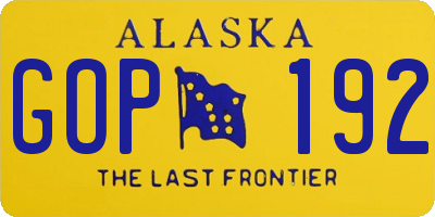 AK license plate GOP192