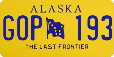 AK license plate GOP193