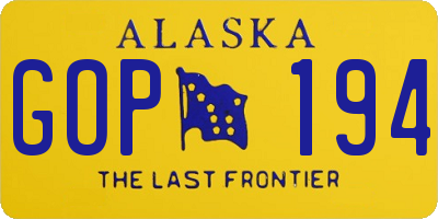 AK license plate GOP194