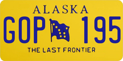 AK license plate GOP195