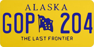 AK license plate GOP204