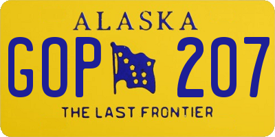 AK license plate GOP207