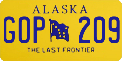 AK license plate GOP209