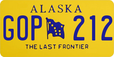 AK license plate GOP212