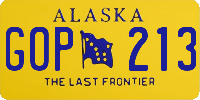 AK license plate GOP213