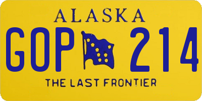 AK license plate GOP214