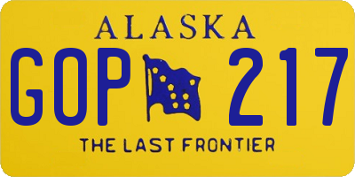 AK license plate GOP217