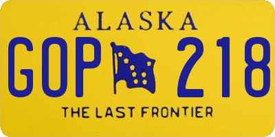 AK license plate GOP218