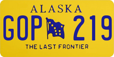 AK license plate GOP219