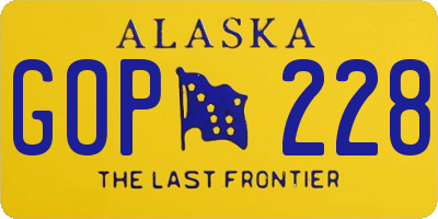 AK license plate GOP228