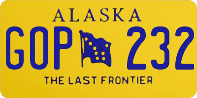 AK license plate GOP232