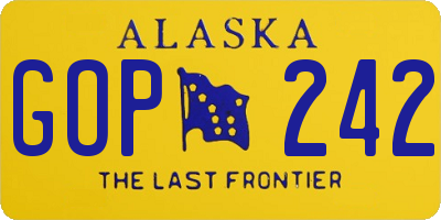AK license plate GOP242