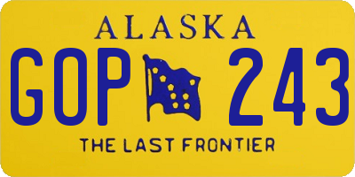 AK license plate GOP243