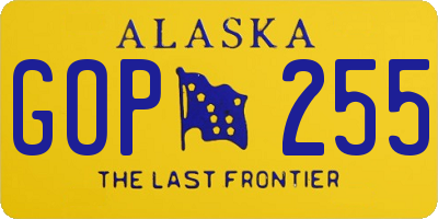 AK license plate GOP255