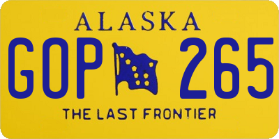 AK license plate GOP265