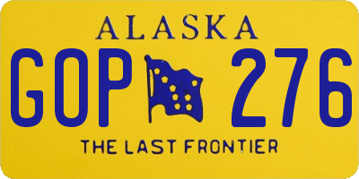 AK license plate GOP276
