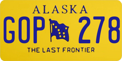 AK license plate GOP278