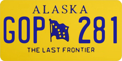 AK license plate GOP281