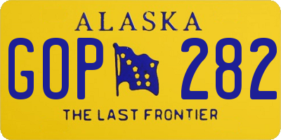 AK license plate GOP282