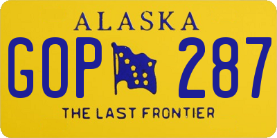 AK license plate GOP287