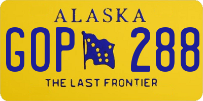 AK license plate GOP288