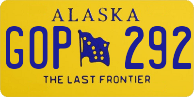 AK license plate GOP292