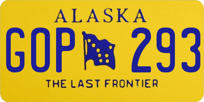 AK license plate GOP293