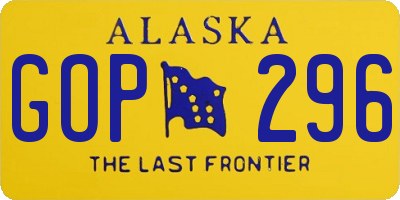 AK license plate GOP296