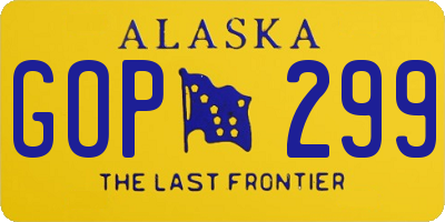 AK license plate GOP299