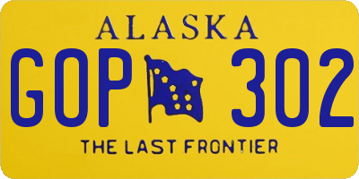 AK license plate GOP302