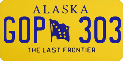 AK license plate GOP303