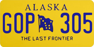 AK license plate GOP305