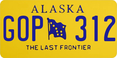 AK license plate GOP312