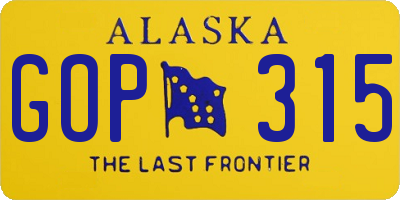 AK license plate GOP315