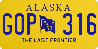 AK license plate GOP316