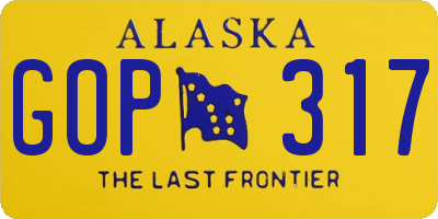 AK license plate GOP317