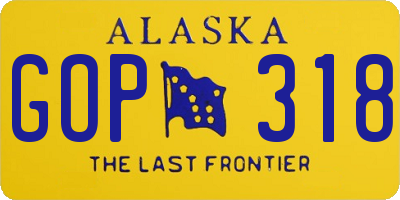 AK license plate GOP318