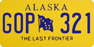 AK license plate GOP321
