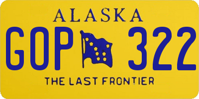 AK license plate GOP322
