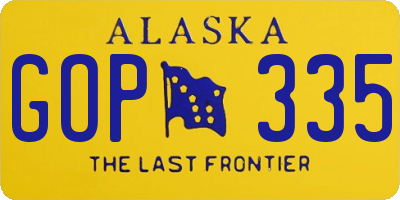 AK license plate GOP335