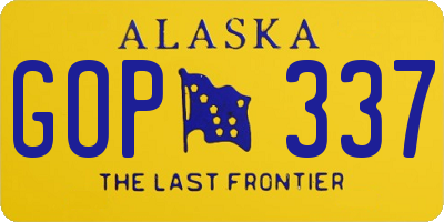 AK license plate GOP337