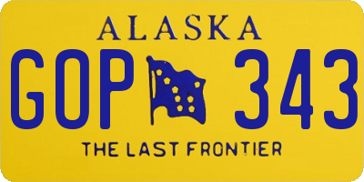 AK license plate GOP343