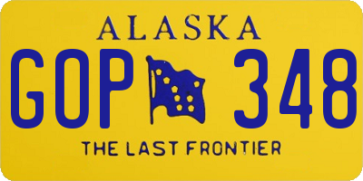 AK license plate GOP348
