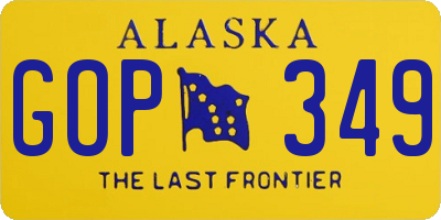AK license plate GOP349