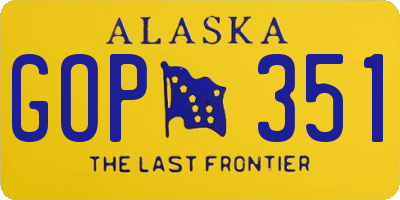 AK license plate GOP351
