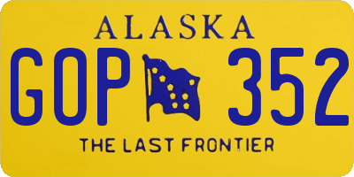 AK license plate GOP352