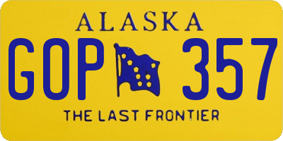 AK license plate GOP357
