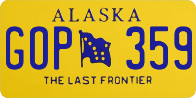 AK license plate GOP359