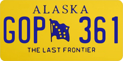 AK license plate GOP361