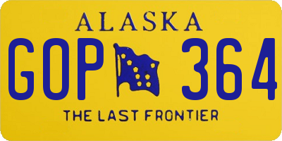AK license plate GOP364